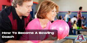 Bowling coach instructing a woman on proper bowling technique